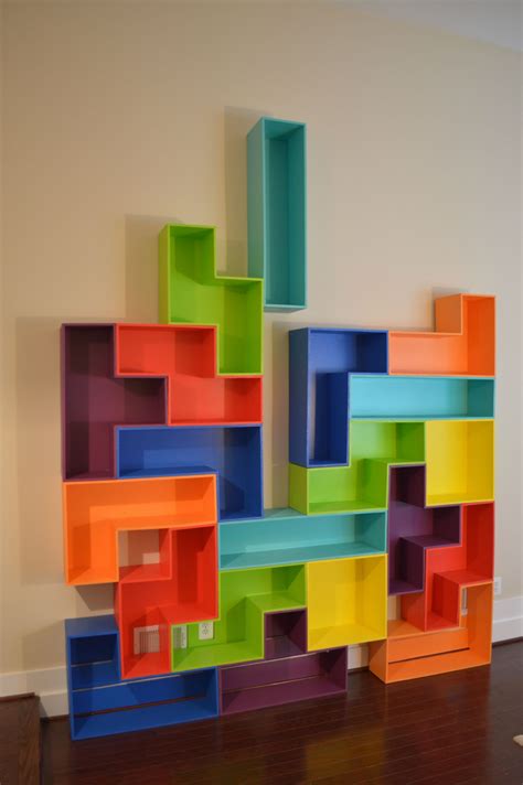 Tetris Wall | Wall shelf decor, Funky furniture, Shelves