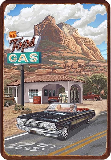 Amazon.com: Original Retro Design Route 66 Travel Tin Metal Signs Wall Art | Thick Tinplate ...