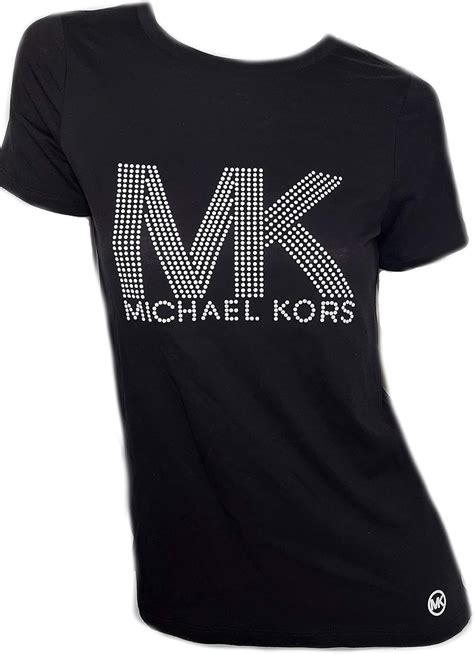 Amazon.com: Michael Kors Womens MK Logo Short Sleeve T Shirt Black ...