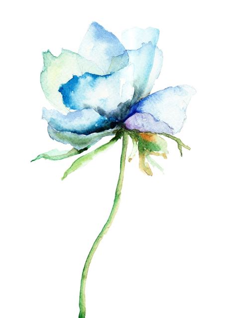 Watercolor Decorative Blue Flower Painting #decorativepaintings | Blue flower painting ...