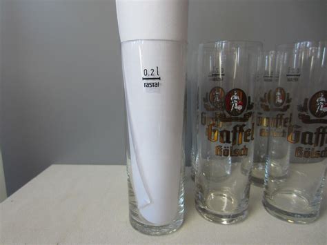 Gaffel Kolsch beer glasses (set of 6) vintage from Germany, Stange, .2l ...