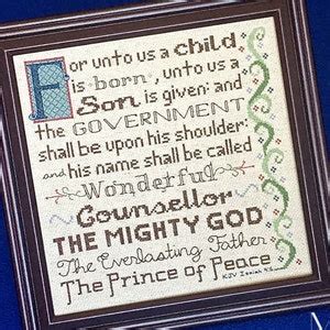 Christmas Cross Stitch Pattern Isaiah 9:6 for Unto Us a Child is Born ...