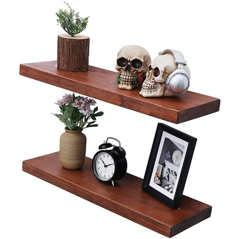 2 Tier Wood Floating Shelf with Hidden Brackets, Rustic Wall Floating ...