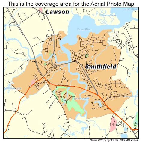 Aerial Photography Map of Smithfield, VA Virginia