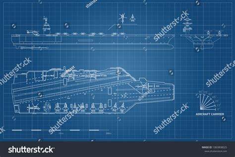 Blueprint Aircraft Carrier Military Ship Top Stock Vector (Royalty Free) 1083808025 | Shutterstock