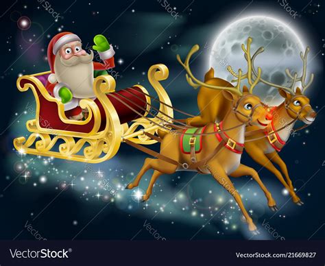 Santa claus sleigh scene Royalty Free Vector Image