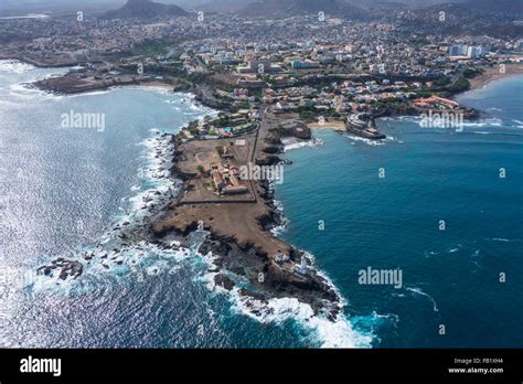 Aerial view of Praia city in Santiago - Capital of Cape Verde Islands - Cabo Verde Stock Photo ...