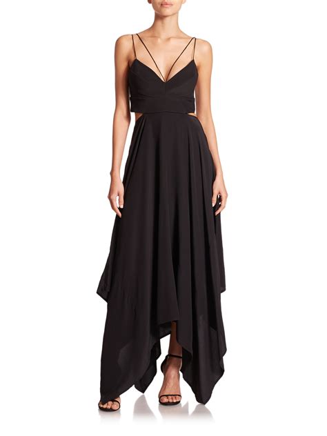 Nicholas Cutout Asymmetrical Maxi Dress in Black - Lyst