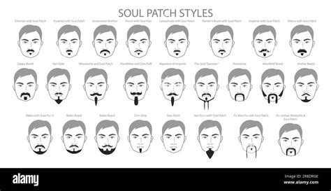 Set of Soul Patch Beard and mustache with name text style men face ...