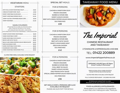 Menu at Imperial Chinese Restaurant, Hipperholme