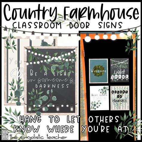 Country Farmhouse Classroom Door Signs by Teach Simple