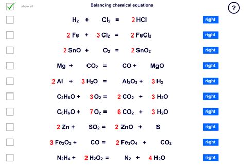 Phet Balancing Chemical Equations