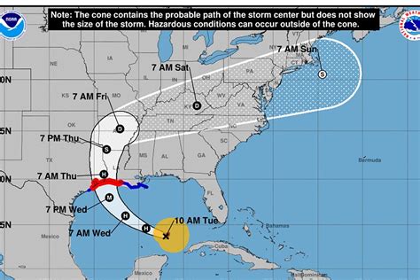 New NHC Cone of Uncertainty for Louisiana, Texas Hurricane Season