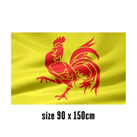 Flag of Wallonia - 90 x 150 cm | 2 side hooks | 200D Durable Polyester