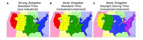 | A map of the continental United States showing the actual time zones ...