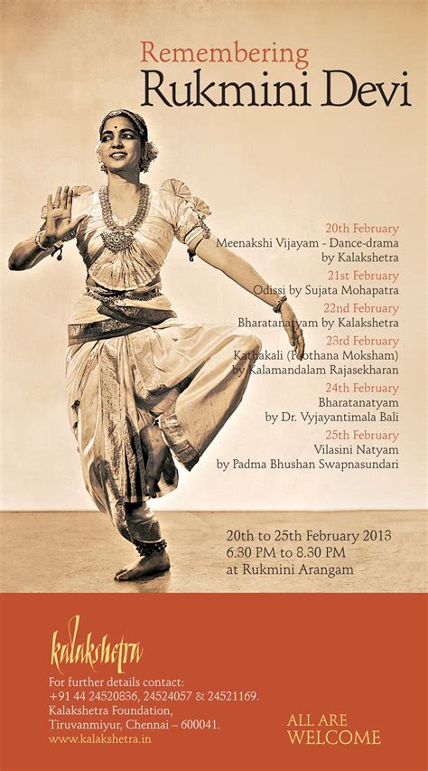 ‘Remembering Rukmini Devi’ is a dance festival organized by Kalakshetra in memory of Rukmini ...