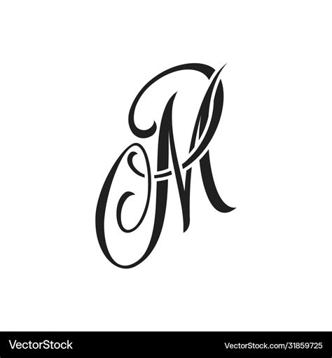 M handwriting tattoo letter design Royalty Free Vector Image