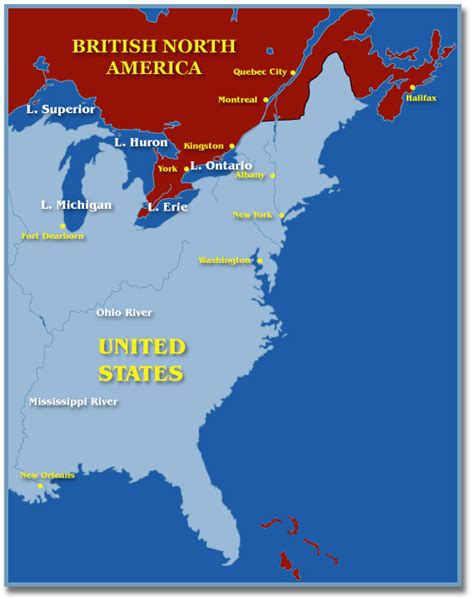 Map: British North America and the United States at the time of the War