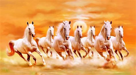 Large Size Vastu Seven Horses Painting in Right Direction (Without Frame in Roll form) - Tushaco ...