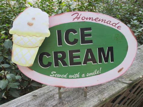 Ice Cream Advertising Sign Vintage Handpainted by HobbitHouse