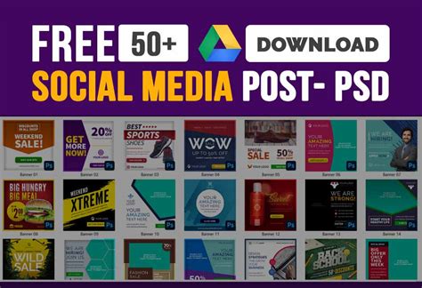Social media post Design PSD Templates bundle Free Download - CUSTOM EPISODE