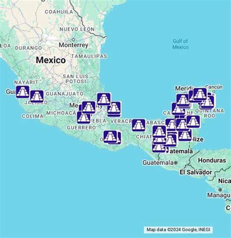 Mexico Pyramids Locations Map