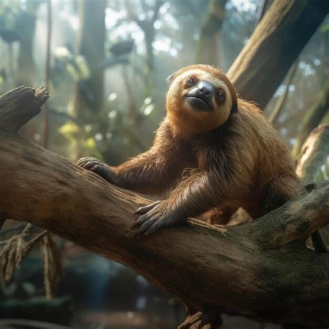 Premium AI Image | Sloth in natural habitat generative AI