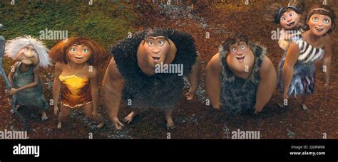 GRAN, EEP, GRUG, THUNK, SANDY, UGGA, THE CROODS, 2013 Stock Photo - Alamy