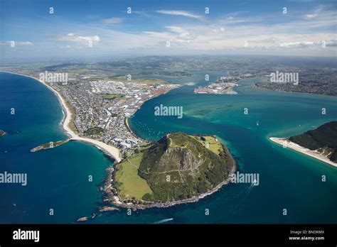 Entrance to tauranga harbour at mount maunganui hi-res stock ...