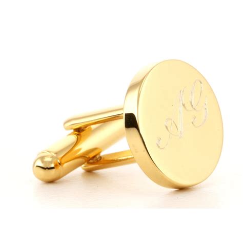 Personalised Engraved Round Gold Cufflinks