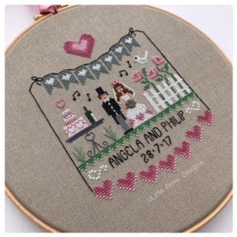 Pink Hearts Wedding Sampler Cross Stitch PDF Chart INSTANT - Etsy