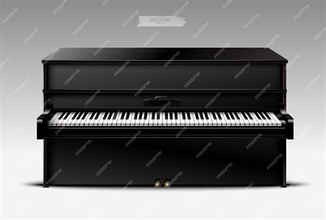 Premium Vector | Realistic black piano on a light background.