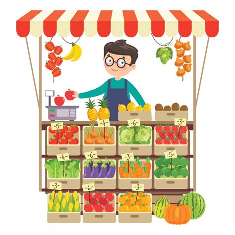 Green Grocer Shop With Various Fruits And Vegetables 2538800 Vector Art ...