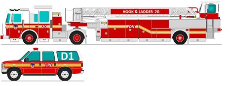 Ladder 20 Division 1 | Fire truck drawing, Fire trucks, Emergency vehicles