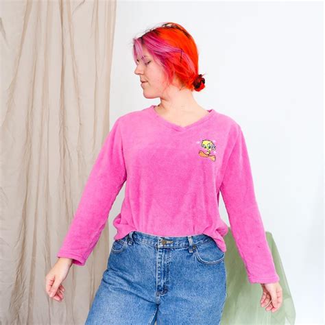 💖Fuzzy Hot Pink Tweety Bird Sweater🐥 Such an... - Depop