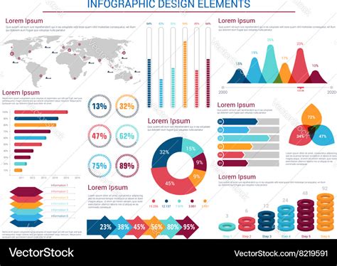 Infographics design charts and elements Royalty Free Vector