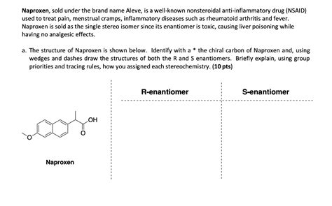 SOLVED: Naproxen, sold under the brand name Aleve, is a well-known nonsteroidal anti ...