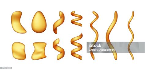 3d Party Gold Confetti Set Isolated On White Stock Illustration ...