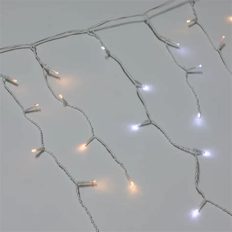 AMOS 200 LED Battery Powered Christmas Icicle Lights In Cool White & Warm White with Memory ...