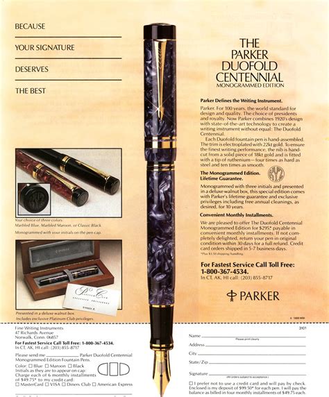 1988 - PARKER PEN - Magazine Ad - DUOFOLD CENTENNIAL - Beautiful | Old Magazine Ads