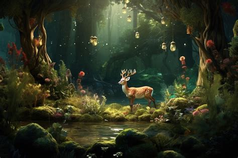 Premium AI Image | Enchanted forest with talking animals