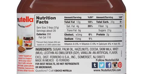 30 Nutella Label Nutrition Facts - Labels Design Ideas 2020