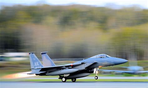 F-15 Eagle of USAF While Takeoff at Elmendorf Air Base | Aircraft ...