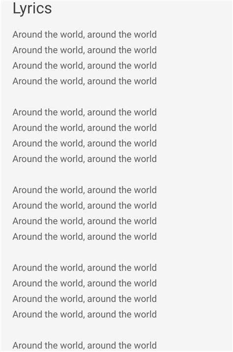 The lyrics to "Around the World" by Daft Punk : r/notinteresting