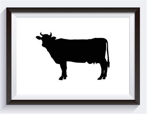 Cow Silhouette, Digital Print, Black and White Art, Gallery Wall Decor, Kitchen Decor, Southern ...