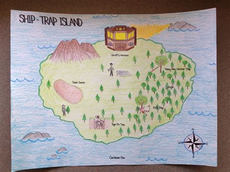 The Most Dangerous Game Ship Trap Island Map Drawing / Ship-Trap Island ...