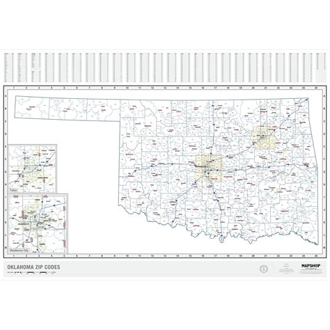 Oklahoma Zip Code Wall Map by MapShop - The Map Shop