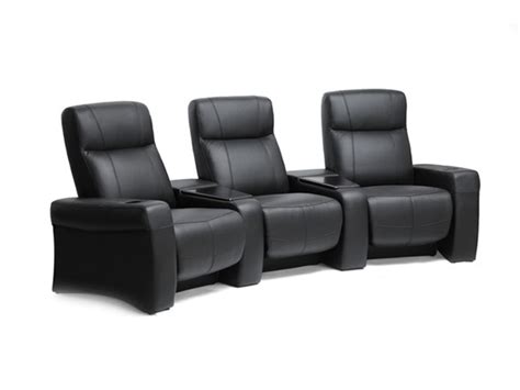 3 Seat Spotlight Black Leather Home Theater Seats