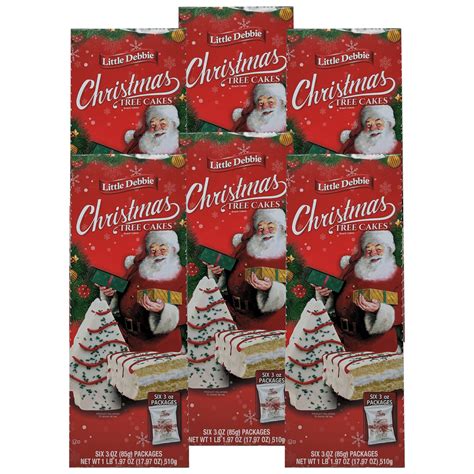 Little Debbie Christmas Tree Cakes, Large 3 Oz Individually Wrapped Vanilla Snack Cakes in Each ...