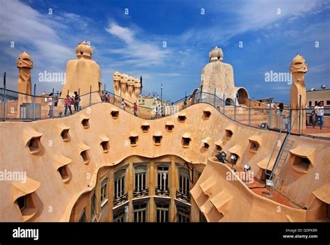 On the roof of "La Pedrera" ("Casa Milà"), one of the masterpieces by famous Catalan architect ...